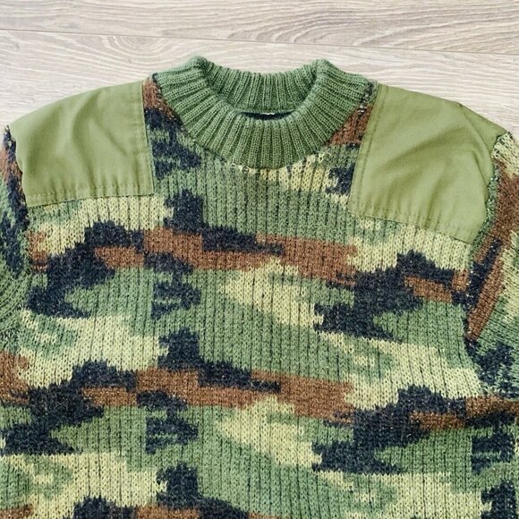 VTG Peter Storm Sweater Mens M Camo Commando 100% Pure New Wool England hunting - Picture 2 of 14